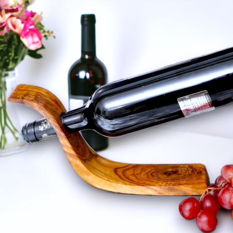 Olive Wood Wine holder Wave Bottle Holder